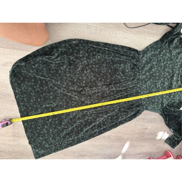 Vtg LL Bean Velour Dress Maxi Holly Print Christmas Cottagecore Whimsigoth L - Picture 9 of 9